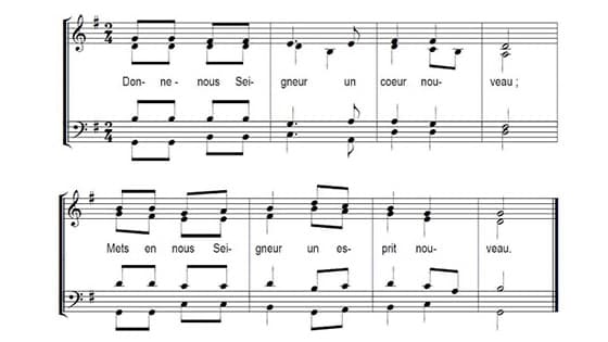 Prière universelle, notes de chant