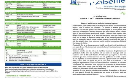 Feuille paroissiale n° 37 du 11 octobre 2020