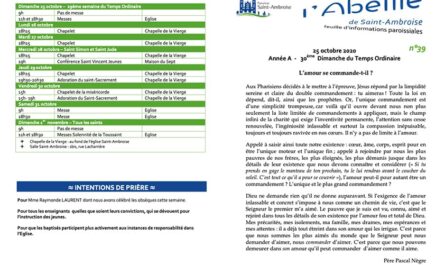 Feuille paroissiale n° 39 du 25 octobre 2020