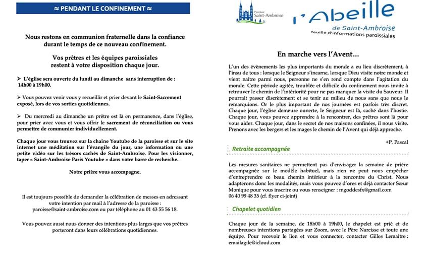Feuille paroissiale n° 42 du 15 novembre 2020