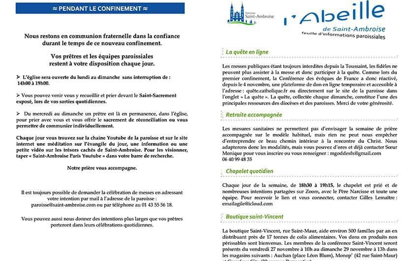 Feuille paroissiale n° 43 du 22 novembre 2020