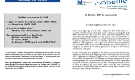 Feuille paroissiale n° 48 du 27 décembre 2020