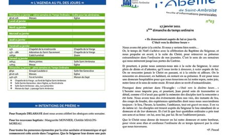 Feuille paroissiale n° 03 du 17 janvier 2021