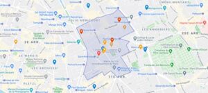 Plan du périmètre de l'église Saint Ambroise Paris contacts