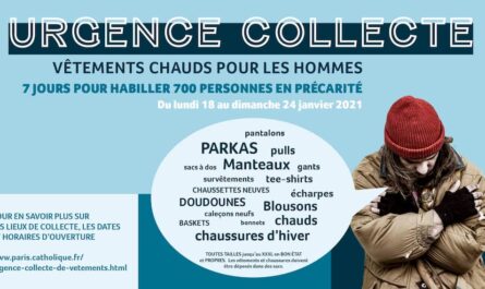Affiche sur l'Urgence collecte vêtements chauds