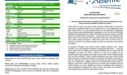 Feuille paroissiale n° 11 du 14 mars 2021