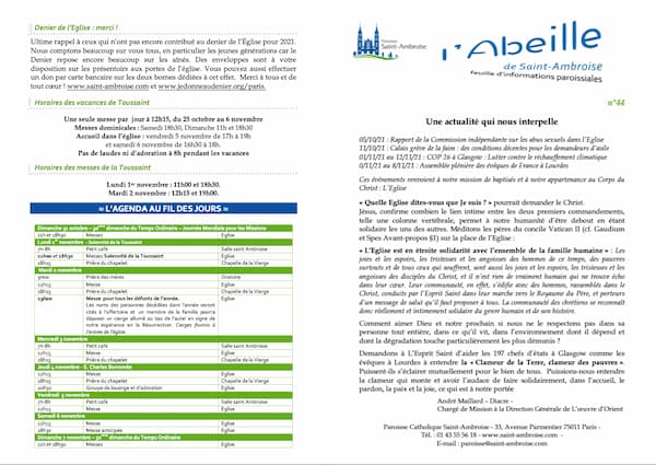 Feuille paroissiale n° 44 du 31 octobre 2021