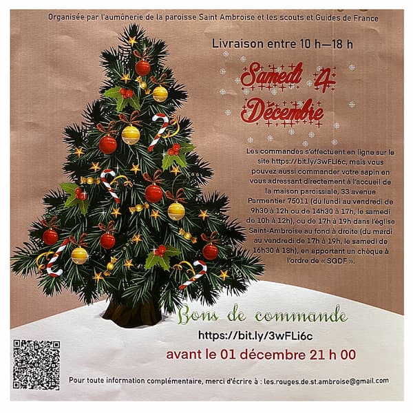 Sapin de Noël livraison gratuite à Paris - Affiche