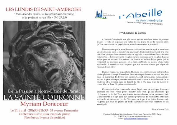 Feuille paroissiale n° 18 du 27 mars 2022