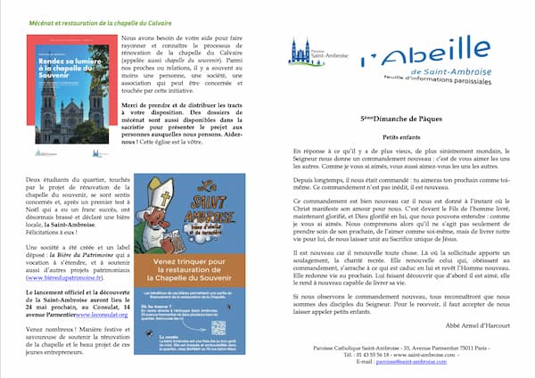 Feuille paroissiale n° 25 du 15 mai 2022