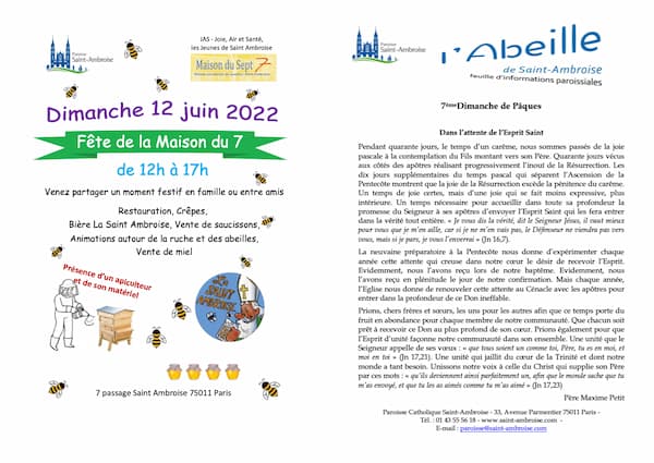 Feuille paroissiale n° 27 du 29 mai 2022