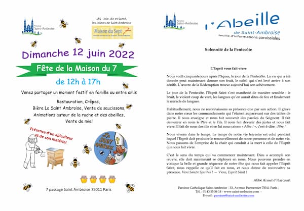 Feuille paroissiale n° 28 du 5 juin 2022