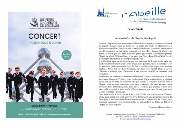 Feuille paroissiale n° 29 du 12 juin 2022