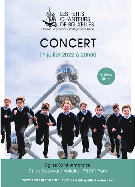 Les petits chanteurs de Bruxelles, affiche du concert 1er juillet 2022