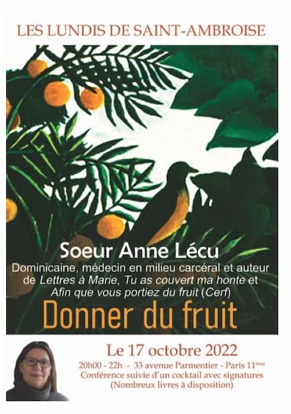 Lundis de Saint Ambroise avec Anne Lécu, affiche