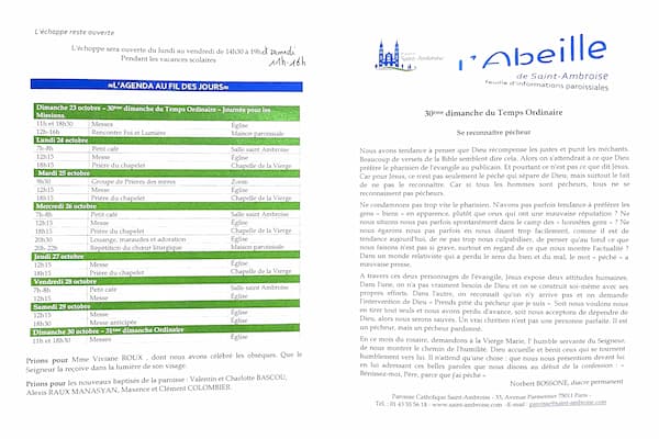 Feuille paroissiale n° 42 du 23 octobre 2022
