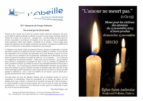 Feuille paroissiale n° 44 du 6 novembre 2022