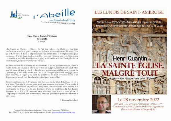 Feuille paroissiale n° 46 du 20 novembre 2022