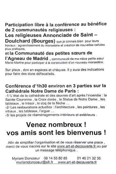 Conférence sur Notre-Dame de Paris - Programme