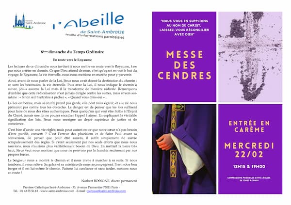 Feuille paroissiale n° 06 du 12 février 2023