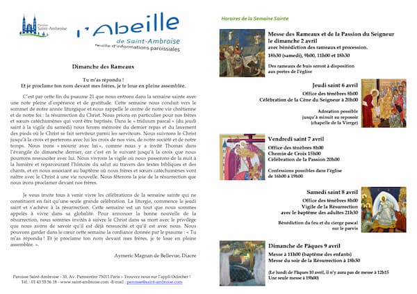 Feuille paroissiale n° 13 du 2 avril 2023