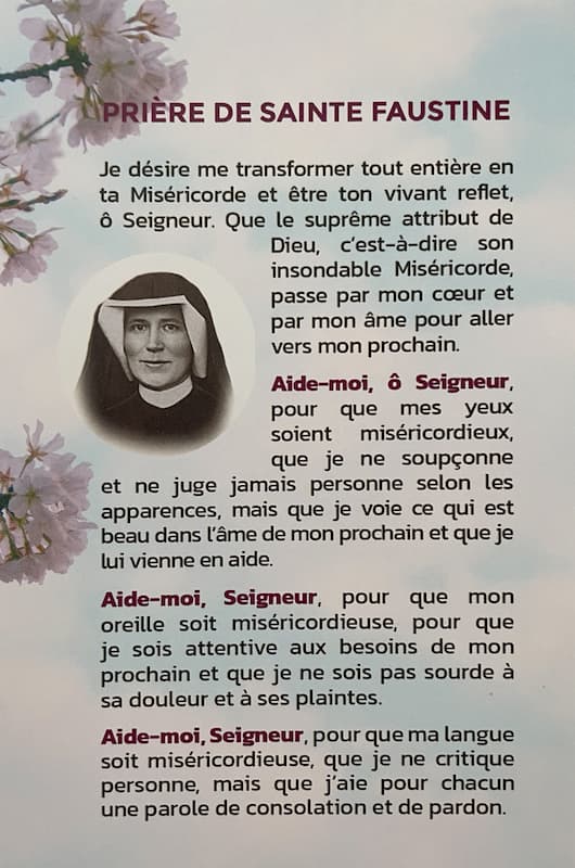 PRIÈRE DE SAINTE FAUSTINE