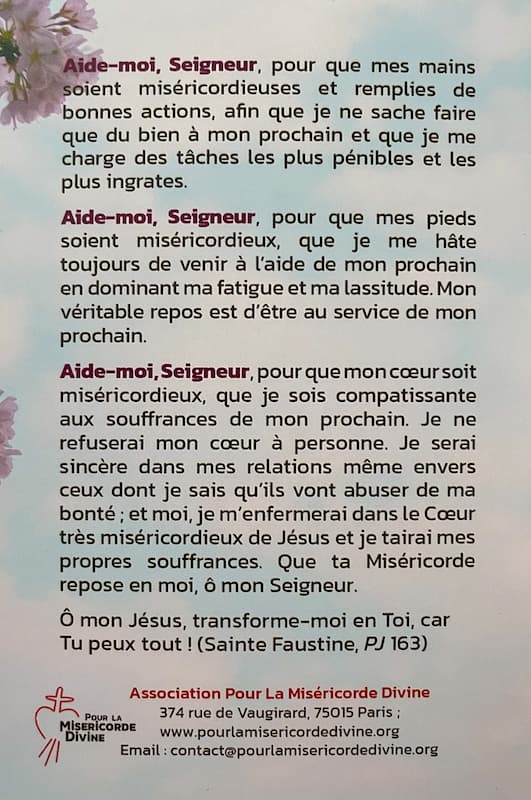 PRIÈRE DE SAINTE FAUSTINE