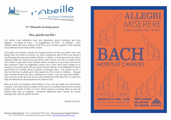 Feuille paroissiale n° 21 du 21 mai 2023