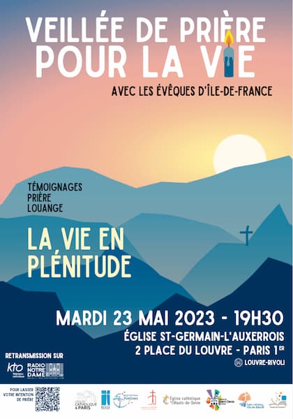 Affiche pour la veillée de prière pour la vie - 23 mai 2023 à Paris