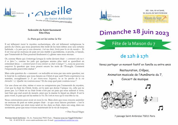 Feuille paroissiale n° 24 du 11 juin 2023