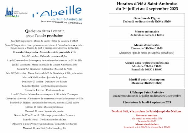Feuille paroissiale été 2023