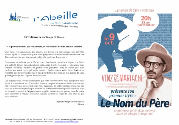 Feuille paroissiale du 25ème dimanche 2023