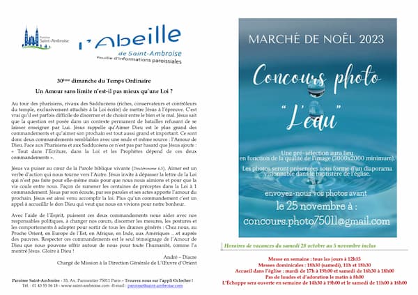 Feuille paroissiale du 30ème dimanche 2023