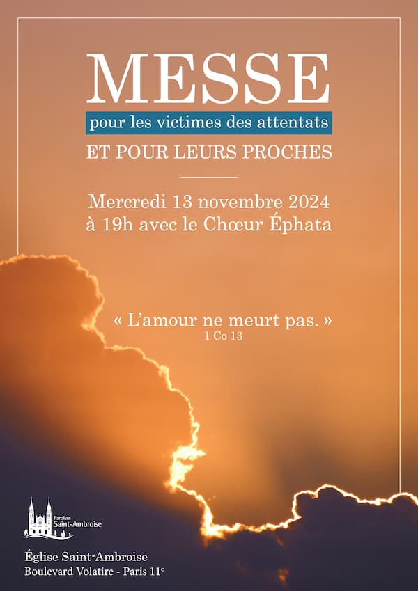Messe pour les victimes des attentats , affiche 2024