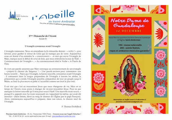Feuille paroissiale du 2ème Dimanche de l’Avent