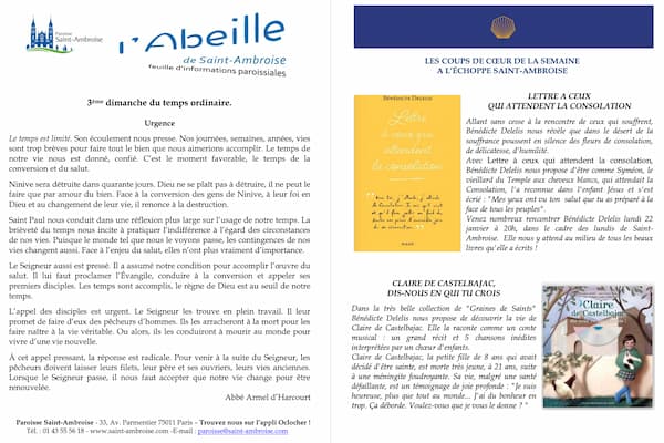 Feuille paroissiale du 3ème dimanche
