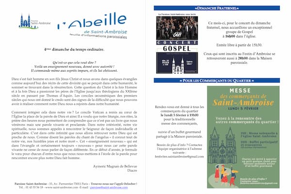 Feuille paroissiale du 4ème dimanche