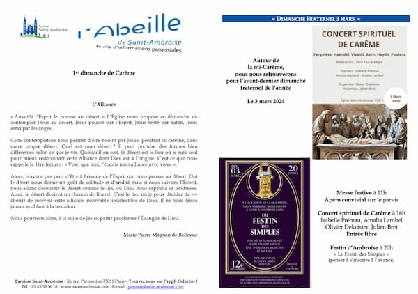 Feuille paroissiale du 1er dimanche de Carême