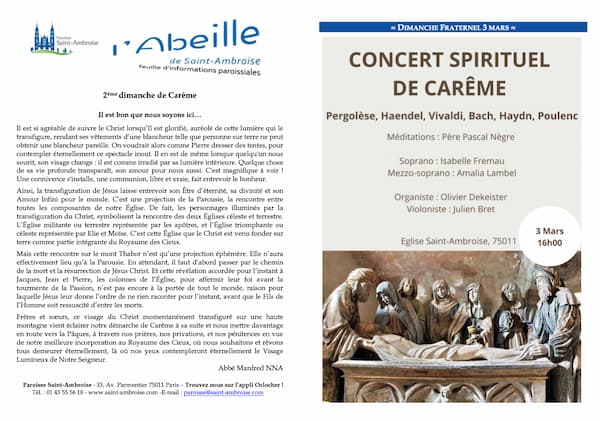 Feuille paroissiale du 2ème dimanche de Carême