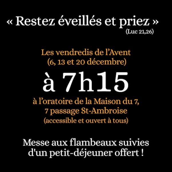 Les Messes des Veilleurs à Saint Ambroise, affiche Avent
