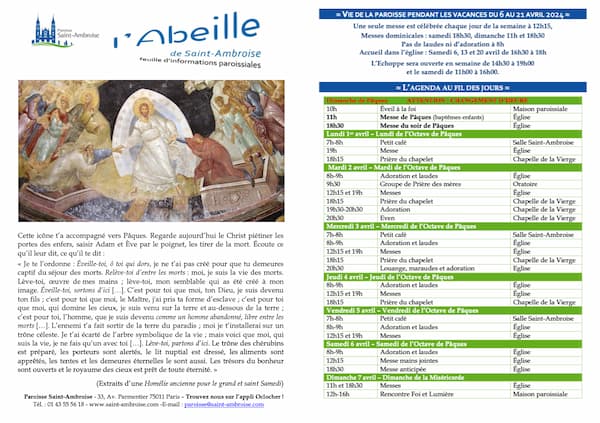 Feuille paroissiale de Pâques