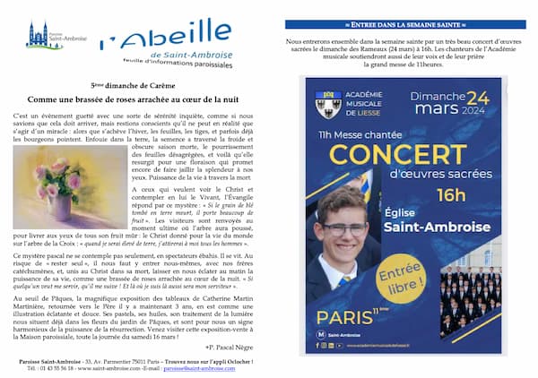 Feuille paroissiale du 5ème dimanche de Carême