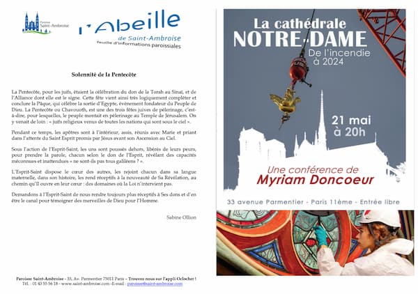 Feuille paroissiale de la Solennité de la Pentecôte