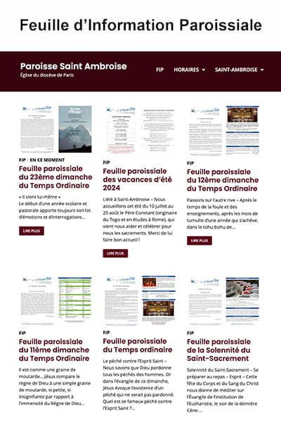 horaires Paroisse Saint Ambroise FIP 2024