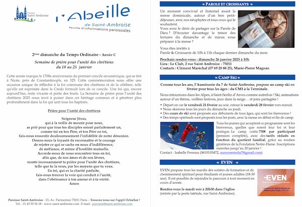Feuille paroissiale du 2ème dimanche du Temps Ordinaire