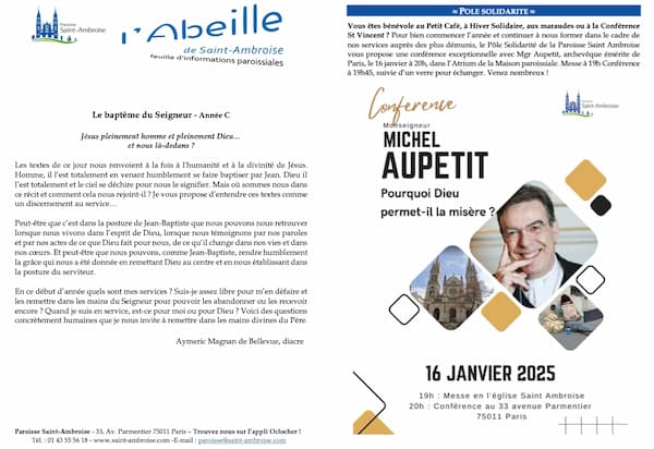 Feuille paroissiale du baptême du Seigneur