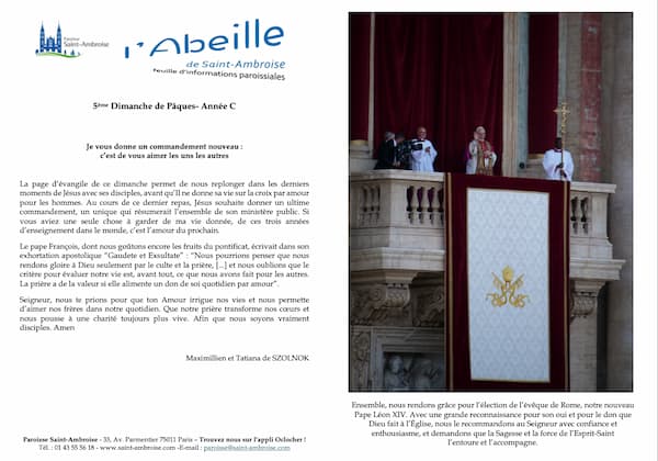 Feuille paroissiale du 5ème dimanche de Pâques 2025