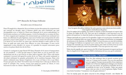 Feuille paroissiale du 23e dimanche TO 2025