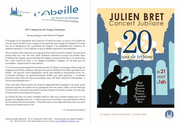 Feuille paroissiale du 25ème dimanche 2025