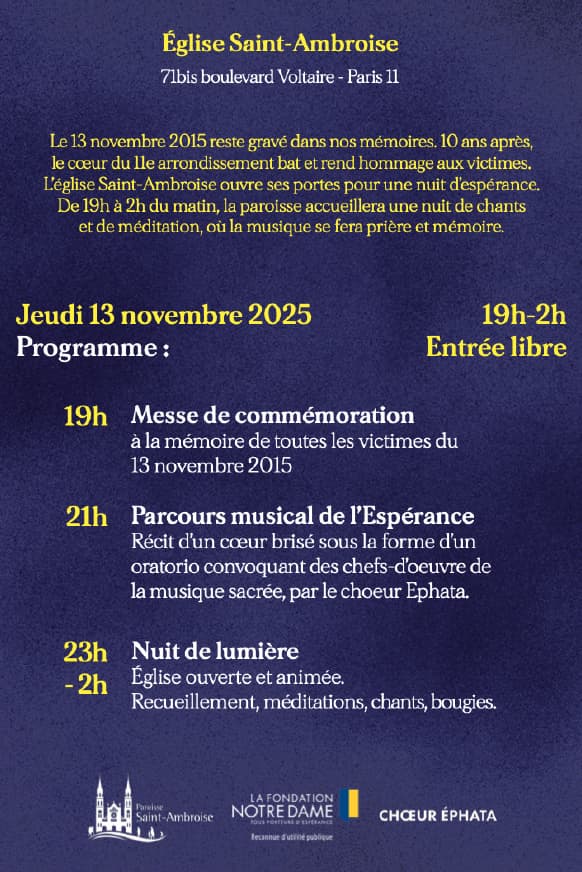 Nuit de l'Espérance 2025 des attentats de 2015, 10 ans victimes